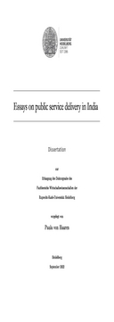 Essays on public service delivery in India