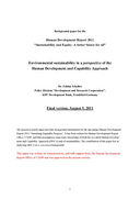 Environmental sustainability in a perspective of the human development and capability approach