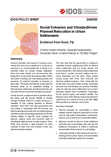 Social cohesion and climate-driven planned relocation in urban settlements: evidence from Suva, Fiji