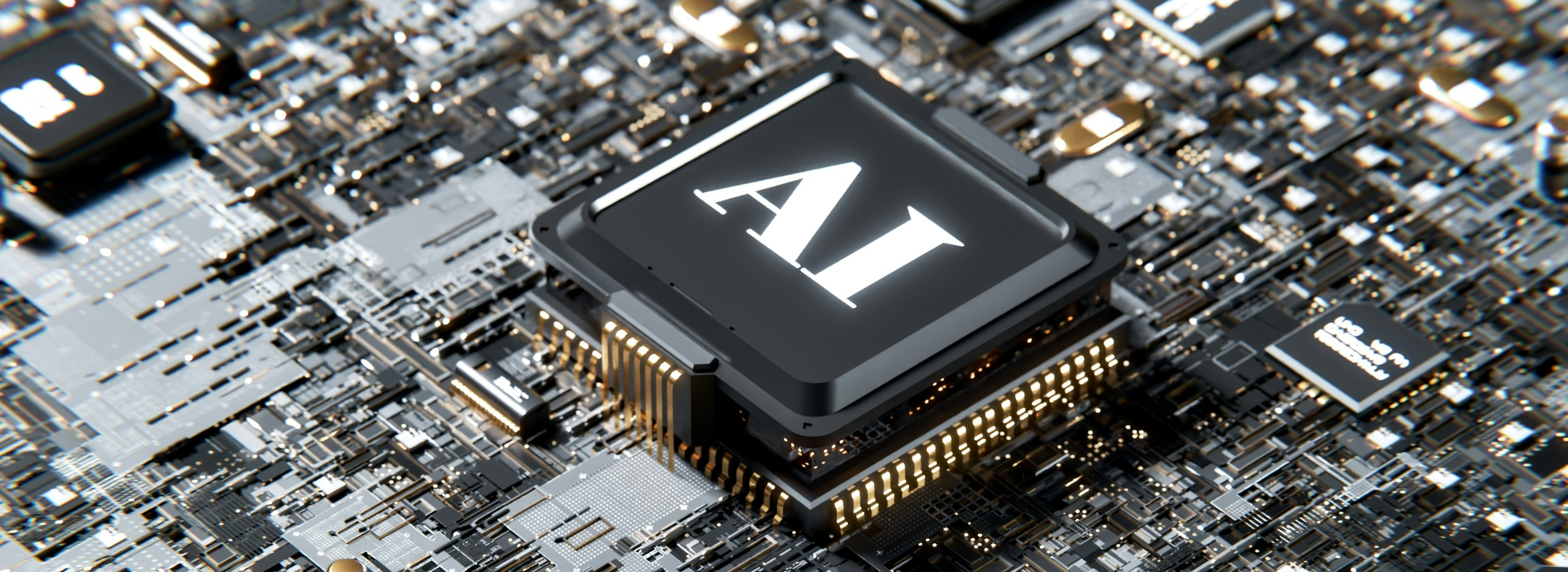 Photo: Ein Computerchip mit den Buchstaben "AI" drauf.