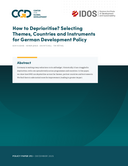 How to deprioritise? Selecting themes, countries and instruments for German development policy