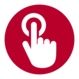 Icon: Finger pushes on a button, get in touch!