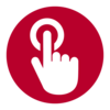 Icon: Finger pushes on a button, please register