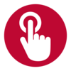 Icon: Finger pushes Button, please register