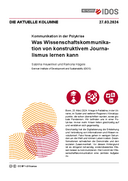 Was Wissenschaftskommunikation von konstruktivem Journalismus lernen kann