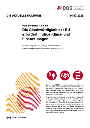 Die Glaubwürdigkeit der EU erfordert mutige Klima- und Finanzzusagen, von Niklas Wagner und Dr. Mariya Aleksandrova 