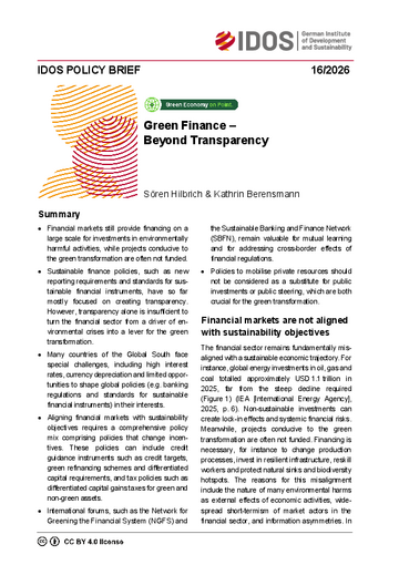 Green finance –  beyond transparency