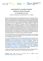Cover: Einladung virtuelles Pressebriefing: Hintergründe zur Bundestagsdebatte „Nachhaltige Entwicklung“ am 16. - 18. September 