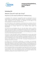 Cover: Welche Zukunft nach der Krise? Agenda und Informationen