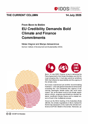 The Current Column
From Bonn to Belém
EU Credibility Demands Bold Climate and Finance Commitments, by Niklas Wagner and Dr Mariya Aleksandrova 