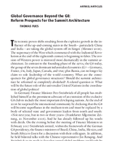 Global Governance beyond the G8: reform prospects for the summit architecture