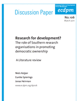 Research for development? The role of Southern research organisations in promoting democratic ownership: a literature review