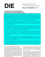 Die Partnerschaft mit Schwellenländern - Anforderungen an die deutsche Politik