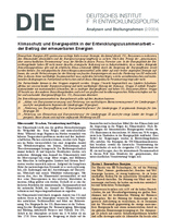 Klimaschutz und Energiepolitik in der Entwicklungszusammenarbeit - der Beitrag der erneuerbaren Energie