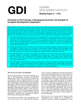 The promotion of civil society in developing countries - the example of European development cooperation The promotion of civil society in developing countries - the example of European development cooperation