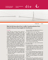 What do we know about post-conflict transitional justice from academic research: key insights for practitioners