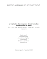 L'implication des entreprises dans la formation professionnelle au Maroc. Un élément stratégique de la mise à niveau de l'économie marocaine L'implication des entreprises dans la formation professionnelle au Maroc. Un élément stratégique de la mise à niveau de l'économie marocaine
