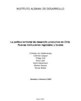 La política territorial de desarrollo productivo en Chile: nuevas instituciones regionales y locales