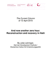 And now another zero hour: reconstruction and recovery in Haiti
