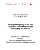 Development policy in the next legislative term of the German Bundestag: a checklist