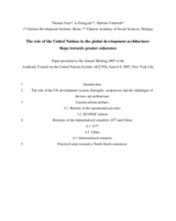 The role of the United Nations in the global development architecture: steps towards greater coherence