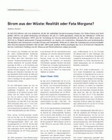 Strom aus der Wüste: Realität oder Fata Morgana?