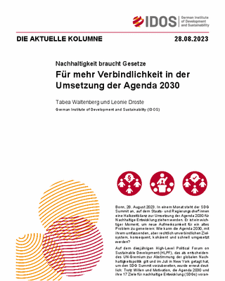Für mehr Verbindlichkeit in der Umsetzung der Agenda 2030