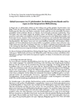 Global Governance im 21. Jahrhundert: der Beitrag Deutschlands und Europas zu einer kooperativen Weltordnung
