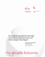 Die entwicklungspolitischen Konsultationen der Europäischen Union: auf Worte müssen Taten folgen!