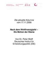 Nach dem Weltfinanzgipfel - die Mühen der Ebene