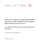 Drivers and constraints for adopting sustainability standards in Small and Medium-sized Enterprises (SMEs) and the demand for finance case studies from Brazil, China, India, Indonesia and South Africa (Non-paper version, as delivered by authors)