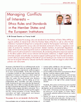 Managing conflicts of interest: ethics rules and standards in the member states and the European institutions
