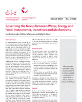 Governing the nexus between water, energy and food: instruments, incentives and mechanisms
