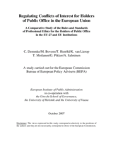 Comparative study of the rules and standards of professional ethics for the holders of public office in the EU-27 and EU institutions Comparative study of the rules and standards of professional ethics for the holders of public office in the EU-27 and EU institutions