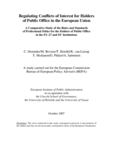 Comparative study of the rules and standards of professional ethics for the holders of public office in the EU-27 and EU institutions