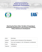 Reaching the policy table: the role of knowledge input and assessment mechanisms in the promotion of policy coherence for development